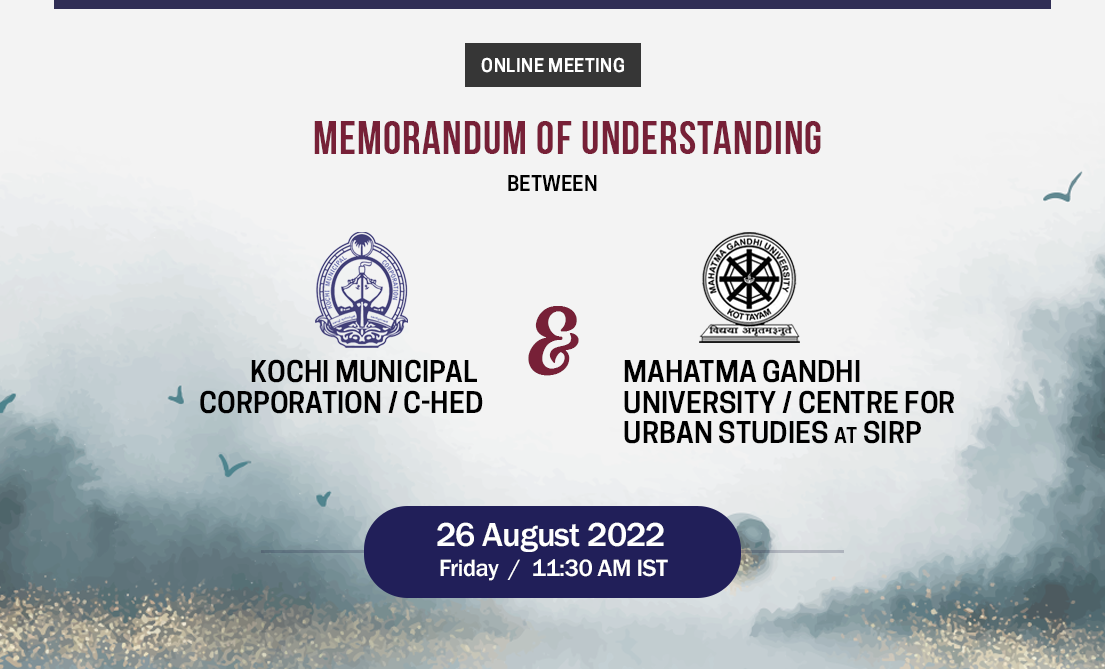 The Hindu reported on the MoU signed by Centre for Urban Studies and Kochi Corporation